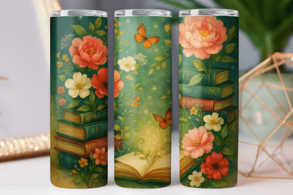 Book Lover Tumbler Png Wrap: Graphics & Tumbler Wraps