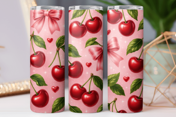 Cherry and Bow Tumbler Wrap: Graphics for Crafters