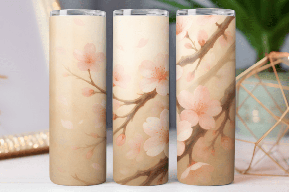 Cherry Blossom Floral Tumbler Wrap Art: Graphics & Tumbler Wraps