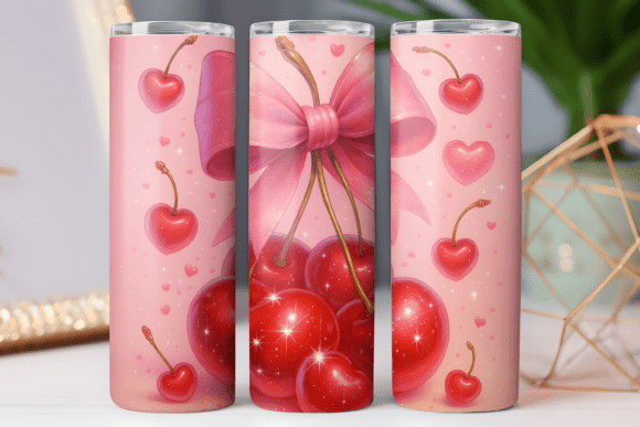 Cherry Bow Tumbler Wrap 20oz Art Skinny