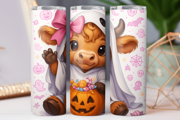 Cow Spooky Tumbler Design PNG Wrap: Graphics for Tumbler Wraps