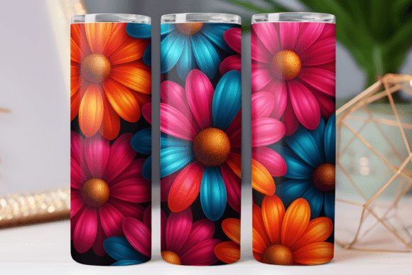 Daisy Retro Floral Tumbler Wrap Skinny Graphics for Tumbler Wraps