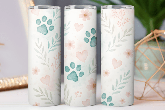 Dog Paw Tumbler Wrap Design: Graphics for Real Projects
