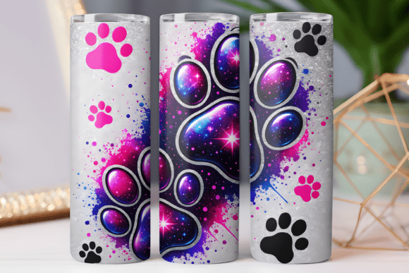 Dog Paw Tumbler Wrap: Graphics for Tumbler Wraps