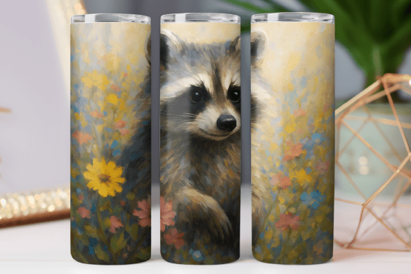 Floral Raccoon Tumbler Wrap 20oz Skinny Graphics Tumbler Wraps