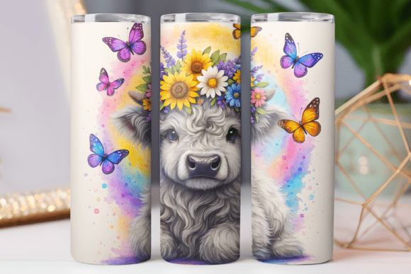 Highland Cow Tumbler Graphics & Tumbler Wraps