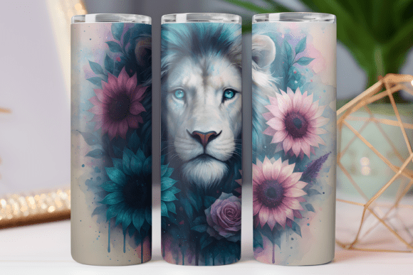 Lion Floral Tumbler Png Wrap: Graphics and Tumbler Wraps