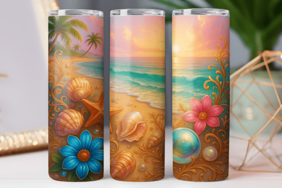 Summer Beach Tumbler Wrap Skinny Design Graphics for Tumbler Wraps